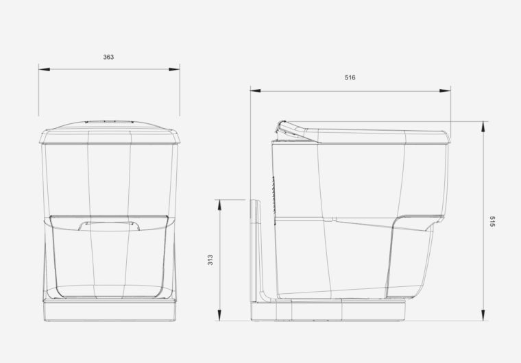 Clesana C1 Toilet with L-adapter swivel base